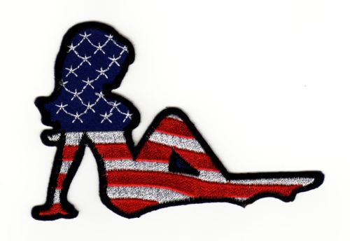 #ad70 USA Flagge Sexy Pin Up Girl Aufnäher Patch Applikation Bügelbild Größe 11,0 x 7,2 cm