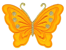 #bk64 Schmetterling klein Orange Aufnäher Bügelbild Applikation Aufbügler Patch Größe 5,2 x 3,7 cm