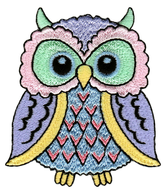 #bk82 Eule Vogel Kinder Aufnäher Bügelbild Applikation Patch Größe 6,0 x 7,0 cm
