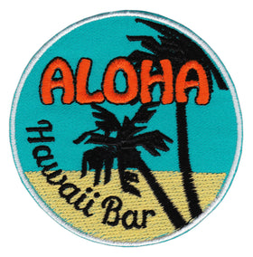 #ae59 Aloha Hawaii Bar Palm Trees Iron-On Patch Application Patch Size 7.0 x 7.0 cm